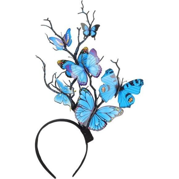 Butterfly Crown Headband | Monarch Fascinator Hat | Tea Party & Halloween - Picture 5 of 5